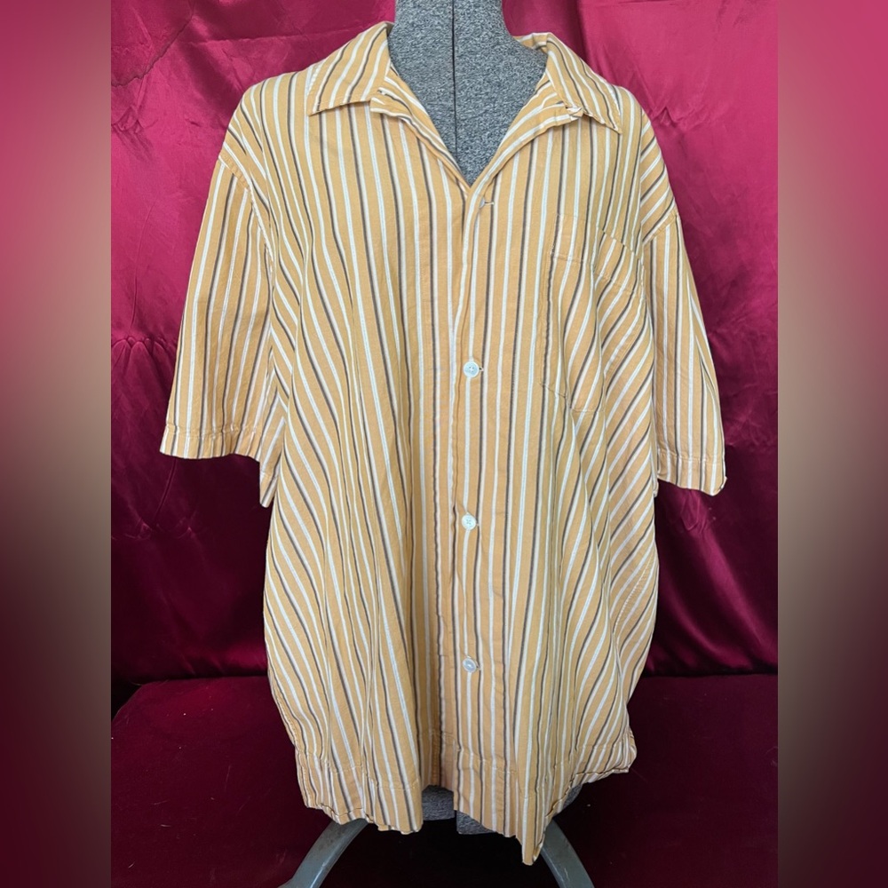 Wood Wood Yellow and White Striped Casual Button-Down Shirt